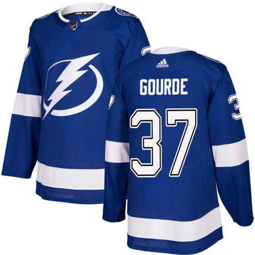 Adidas Men Tampa Bay Lightning #37 Yanni Gourde Blue Home Authentic Stitched NHL Jersey